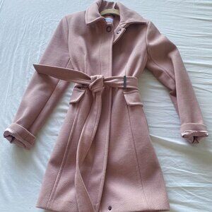 Calvin Klein Women's Tie Waist Wood Blend Wrap Coat